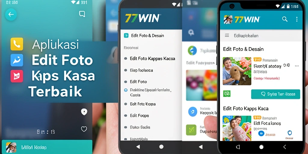 Screenshot antarmuka aplikasi 77WIN dengan efek Edit Foto Kertas Kaca.
