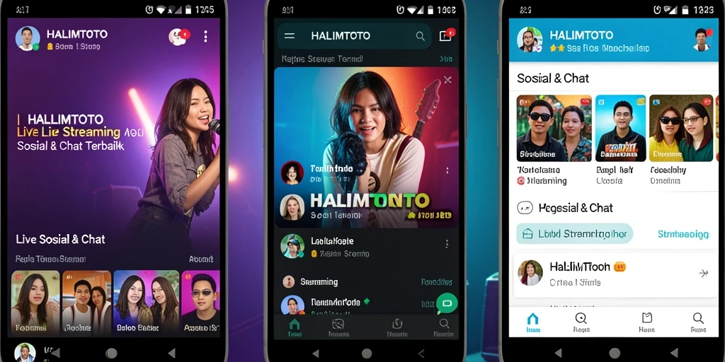 Tampilan antarmuka HALIMTOTO saat live streaming yang menarik dan interaktif.