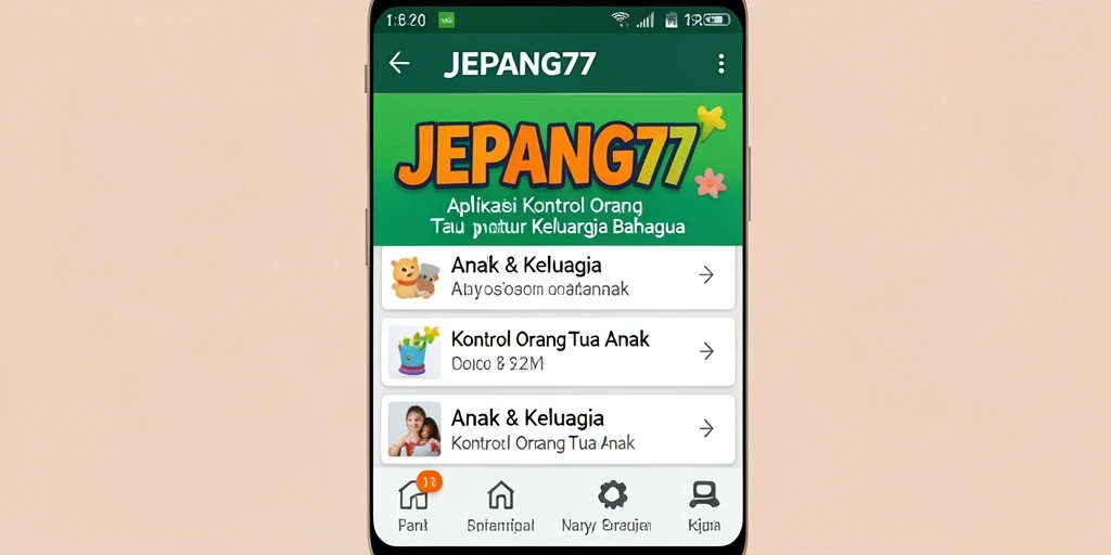 Tampilan antarmuka aplikasi JEPANG77 untuk kontrol orang tua.