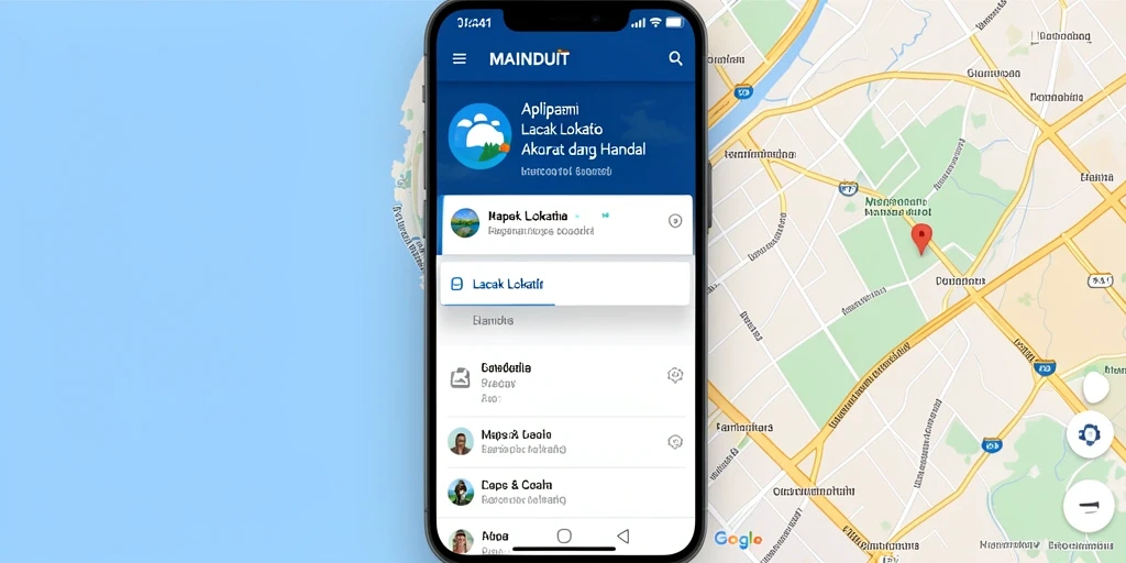 Tampilan antarmuka aplikasi MAINDUIT untuk pelacakan lokasi yang sederhana.