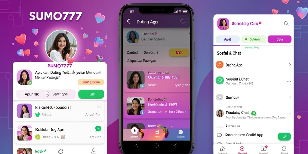 Antarmuka SUMO777 menunjukkan berbagai fitur interaktif untuk berkencan.