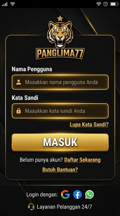 Tampilan halaman login panglima77