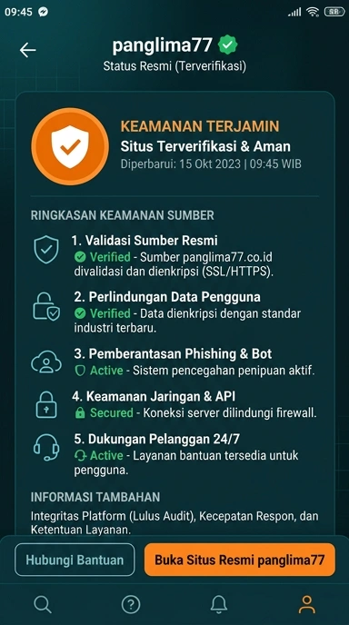 Tampilan kanal resmi panglima77